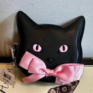 Bath & Body Works Black Cat Coin Purse with Pink Bow